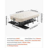 Air Mattress with Frame Inflatable Single Camping Cot with Built in Pump Portable Folding Air Bed Supports 300 lbs for Guests Travel Indoor Outdoor